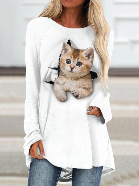 

White Cat Printed Casual Shirts & Tops, T-Shirts