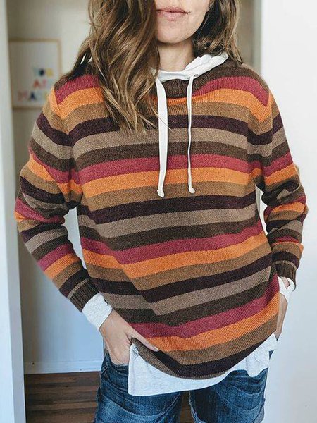 

The Rainbow Stripe Acrylic Sweater, As picture, Sweaters