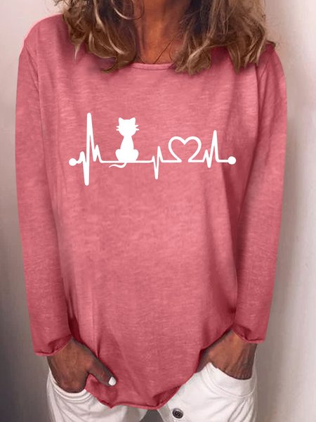 

Cat Heartbeat Ladies Long Sleeve Top, Pink, Hoodies&Sweatshirts