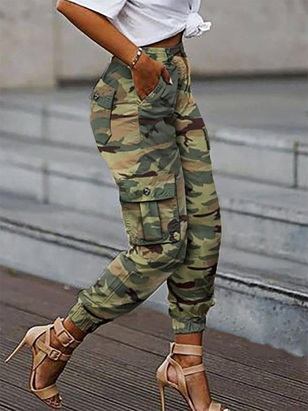 

Pockets Camo Pants, As picture, Pants