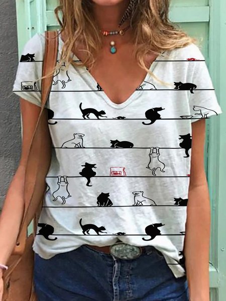 

Funny Black Cats Breads Women's Shirt Sleeve Shirts & Tops, As picture, T-shirts