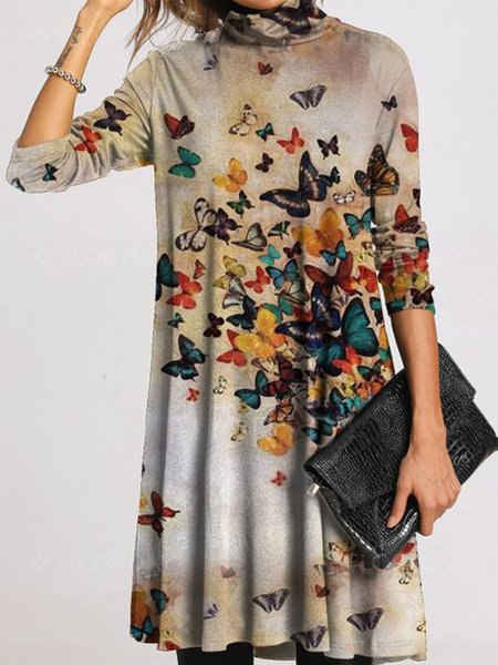 

Casual Butterfly Dresses, As picture, Mini Dresses