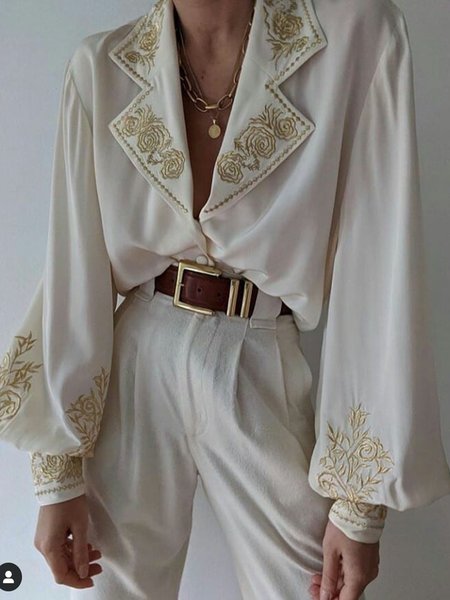 

Bishop Sleeve Plain Vintage Work Top, White, Blouses and Shirts