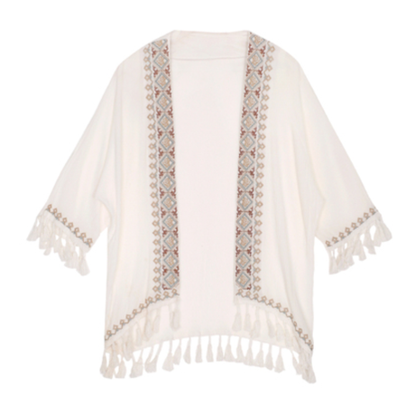 

Vintage Casual Boho Outerwear, White, Outerwear