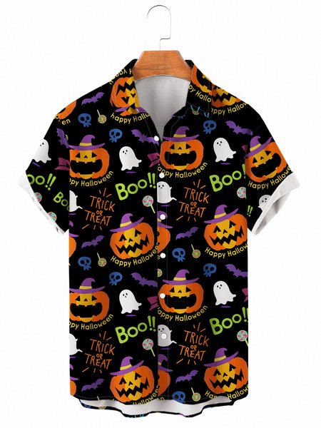 

Letter Printed Casual Shirts & Tops, Black, Men's Floral shirt