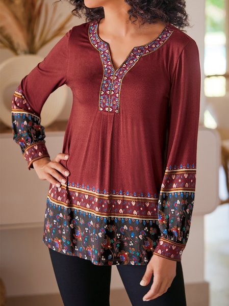 

Cotton Raglan Sleeve Shirts & Tops, Deep red, Tops