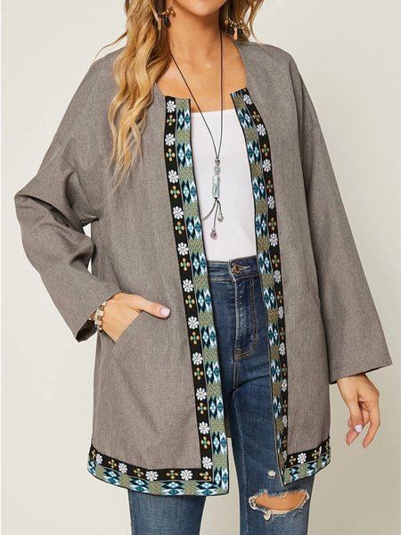 

Vintage Boho Outerwear, Gray, Outerwear
