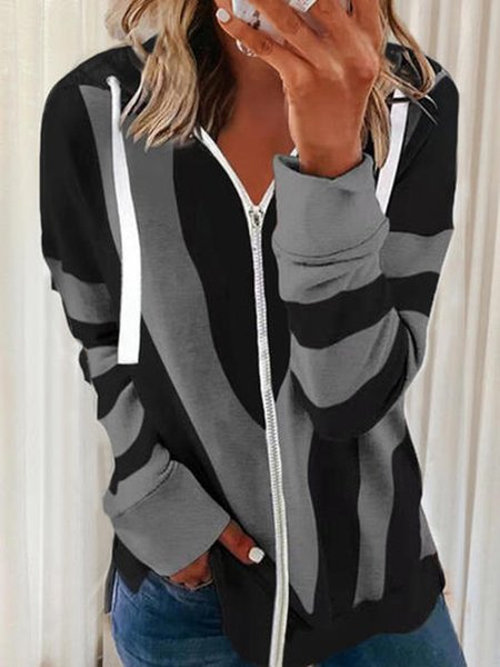 

Cotton Blends Hooded Outerwear, As picture, Cardigans