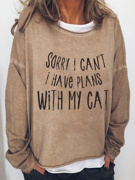 

Sorry I can't I have plans with my Cat Sweatshirt, Khaki, Hoodies&Sweatshirts