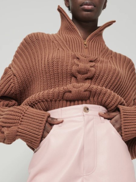 

Vintage Basics Simple Casual Work Daily Sweater, Khaki, Pullovers