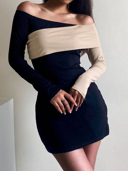 

Long Sleeve Cute Mini Dress, Black, Mini Dresses