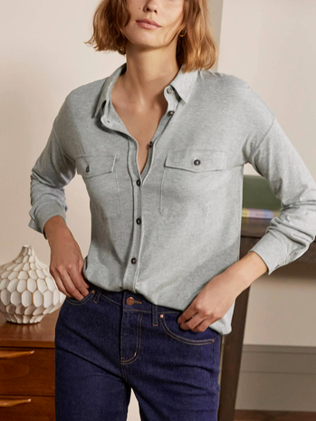 

Fit Plain Shirt Collar Blouse, Light gray, Shirts & Blouses