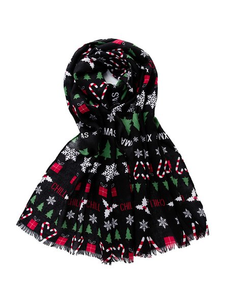 

Christmas Tree Snowflake Warm Scarf, As picture, Scarves&Gloves