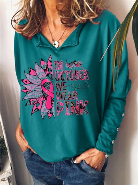 

In October We Wear Pink Cotton Blends Sweatshirt, Green, Hoodies&Sweatshirts