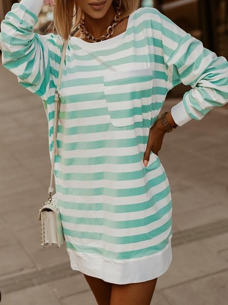 

Green Striped Printed Casual Sexy Dresses, Mini Dresses