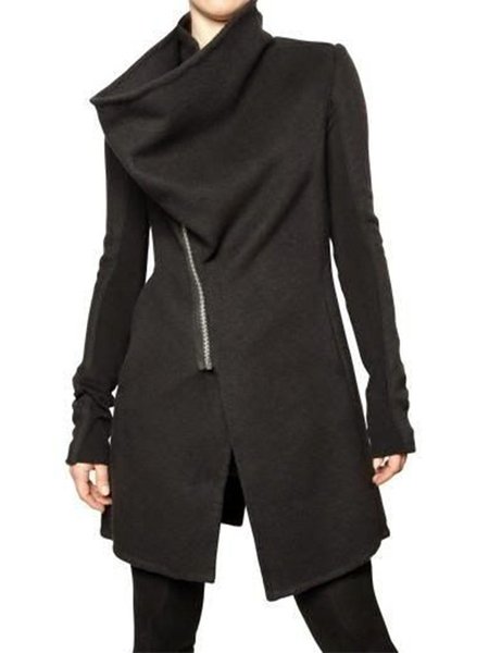 

Long Sleeve Plain Casual Outerwear, Black, Blazers