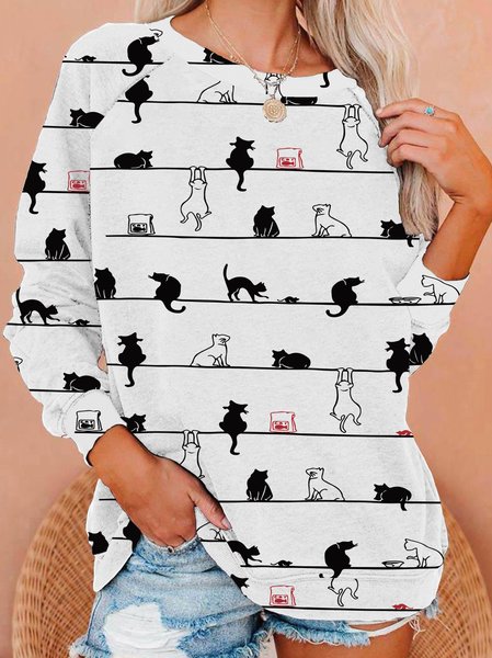 

Funny Cat Set Women's Sweatshirt, As picture, Hoodies&Sweatshirts