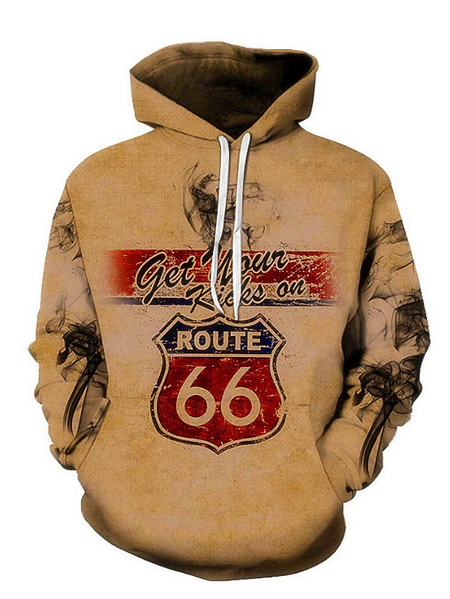 

U.S. Route 66 Men's Pullover Sweater, Khaki, Hoodies&Sweatshirts
