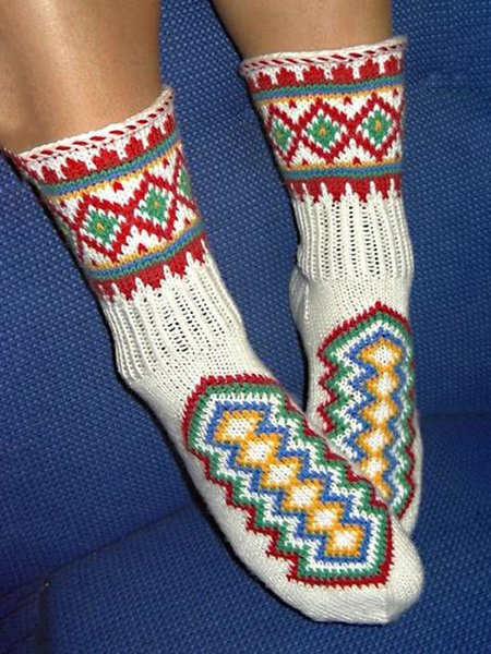 

National Style Thick Needle Knitted Socks, As picture, Socks