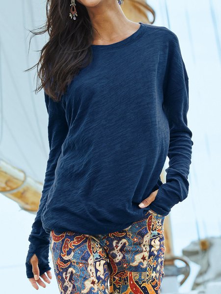 

Crew Neck Casual Tees & T-Shirts, Blue, Tees & T-shirts