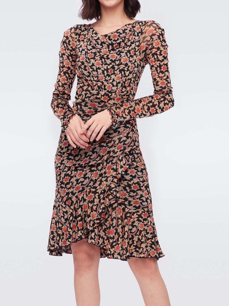 

Sexy V Neck Floral Floral Knitting Dress, Multicolor, Floral Dresses