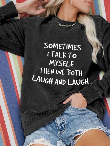 

Casual Long Sleeve Round Neck Plus Size Printed Tops Sweatshirts, Deep gray, Hoodies & Sweatshirts