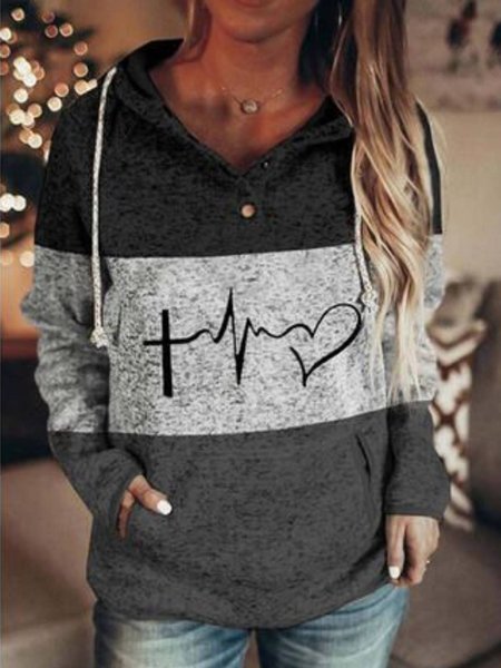 

Casual Geometric Sweatshirt, As picture, Hoodies & Sweatshirts