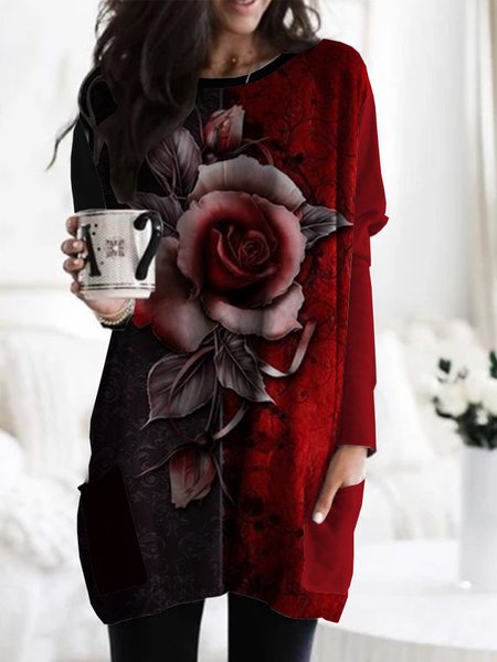 

Vacation Floral Winter T-shirt, Black-red, T-Shirts