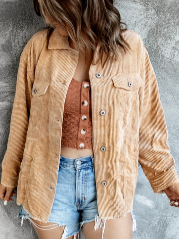 

Solid Cotton Blends Casual Outerwear, Khaki, Jackets