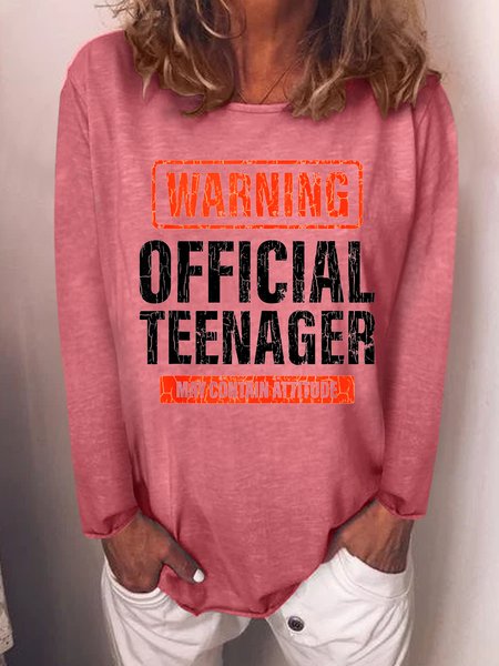 

Warning Official Teenager May Contain Attitude Cotton Blends Sweatshirt, Red, Hoodies&Sweatshirts