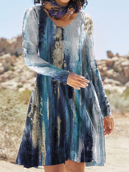 

Cotton Blends Knitting Dress, Blue, Midi Dresses