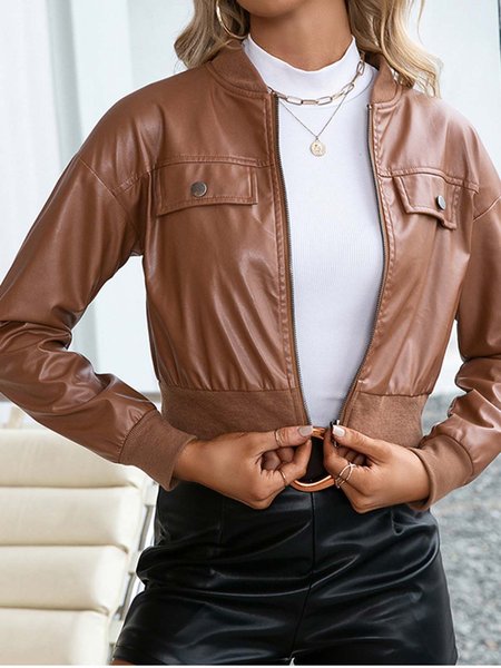 

Solid Long sleeve Work Statement Jacket, As picture, Coats