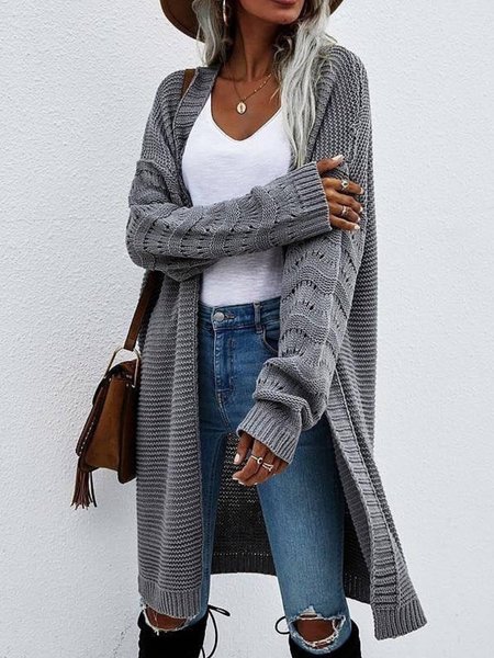 

Casuale Maniche Lunghe Giubbotto, Grigio, Cardigans