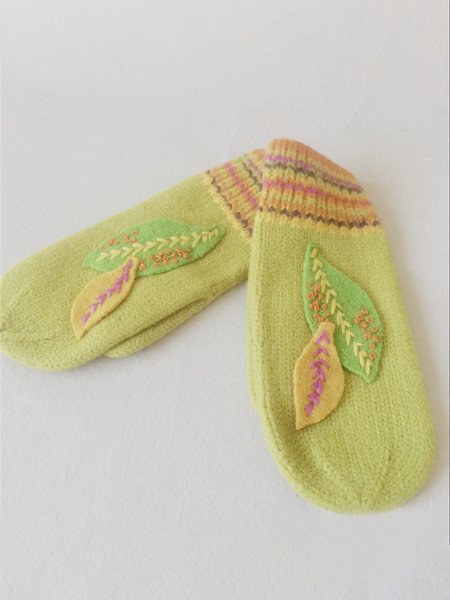 

Casual Simple Leaves Warm Gloves, As picture, Women Gloves