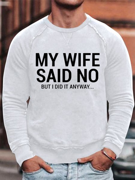 

Funny text print hooded long-sleeved sweatshirt, White, Hoodies&Sweatshirts