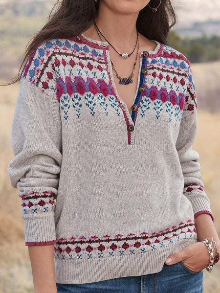 

Vintage Cotone Maglione, Multicolore, Sweater