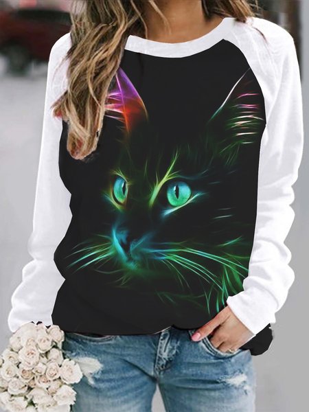 

Raglan Sleeve Cotton Blends Sweatshirt, Black, Hoodies & Sweatshirts
