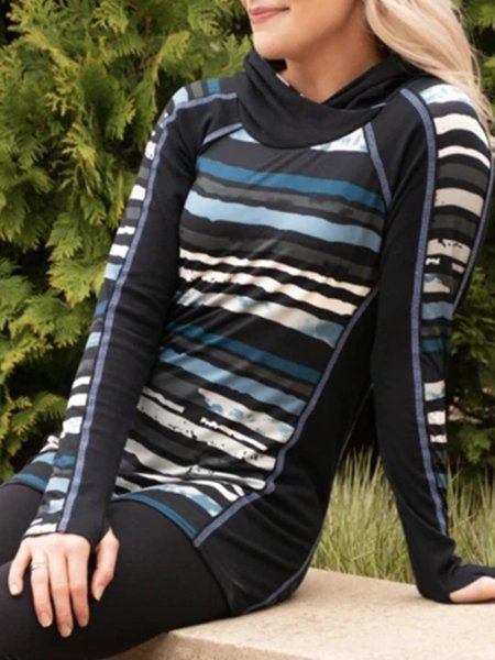 

Casual Striped Shirts & Tops, Black, Tops