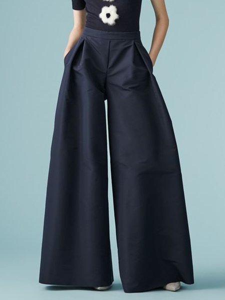 

Formal Elegant Pockets Pants, Navyblue, Wide Leg Pants