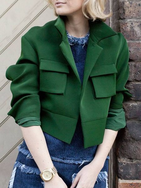 

Daily Solid Pockets Jacket, Green, Blazers
