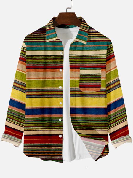 

Vintage Striped Casual Shirts & Tops, As picture, Shirts