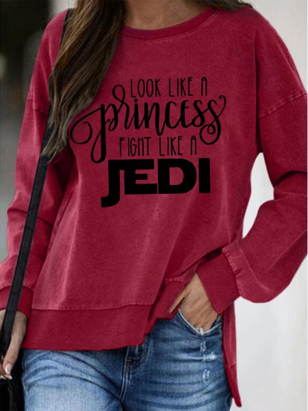 

Look Like A Princess Fight Like A Jedi Cotton Blends Sweatshirt, Red, Hoodies&Sweatshirts