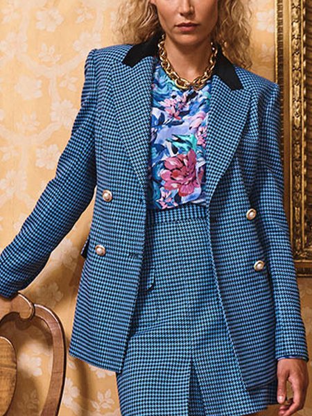 

Long Sleeve Work Loosen Vintage Outerwear, Blue, Blazers