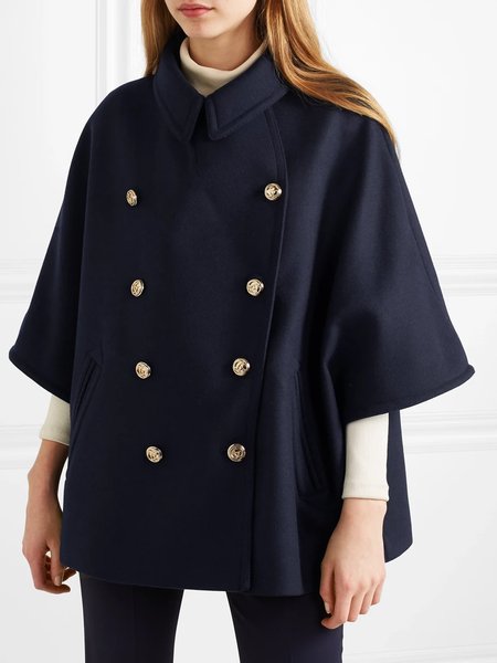 

Half sleeve Solid Elegant Outerwear, Dark blue, Coats