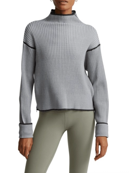 

Fall Mid-weight High Stretch Color Block Daily Sweater, As picture, Pullovers