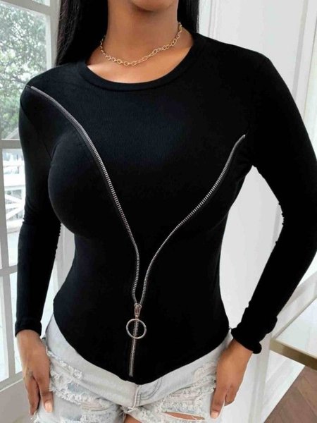 

Sexy Plain Shirts & Tops, Black, Tops