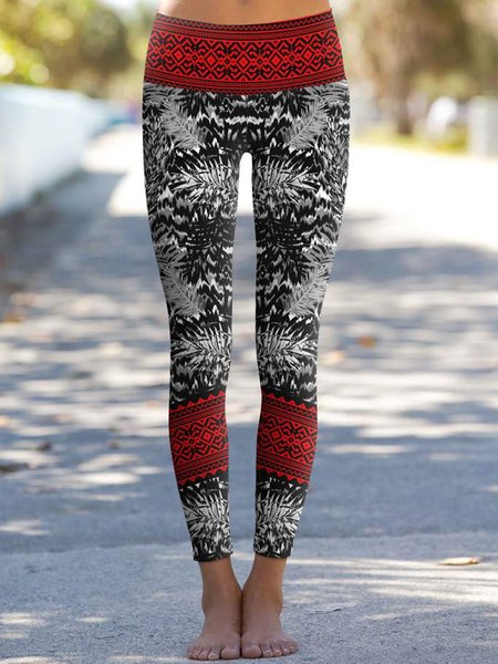 

Gray Geometric Casual Vintage West Styles/Cows Legging Pants, Leggings