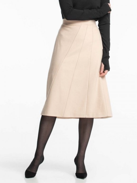 

Fall Work Formal Mid-weight Non-Stretch Skirts, Apricot, Midi Skirts
