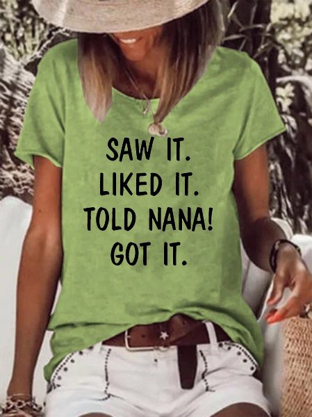 

Told nana! Round neck short-sleeved cotton-blend T-shirt, Green, T-shirts