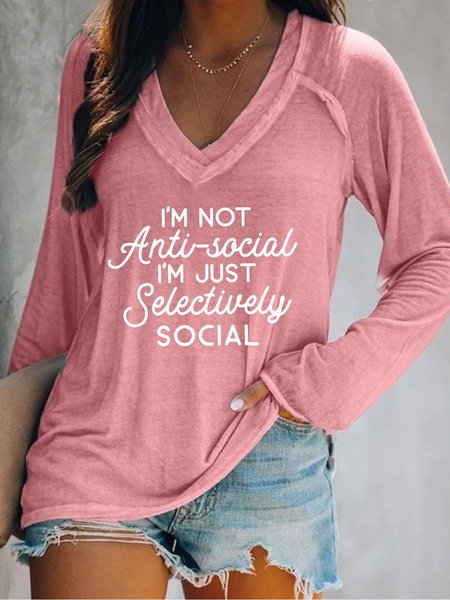 

I'M Anti-Social I'M Just Selectively Social Casual Sweatshirt, Pink, Hoodies&Sweatshirts